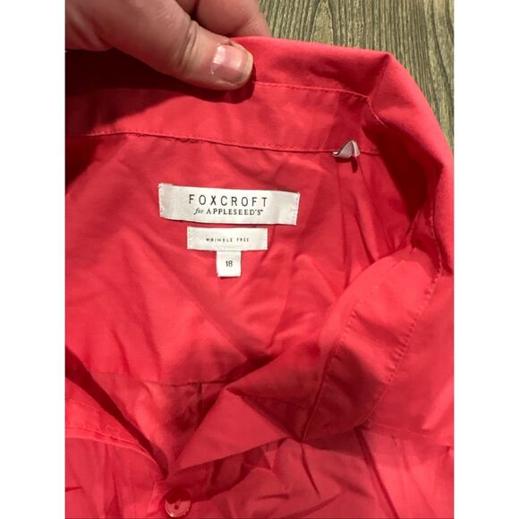 Foxcroft by Appleseeds Womens Button-Up Shirt Wrinkle Free Collared Pink Size 18 - Picture 4 of 4